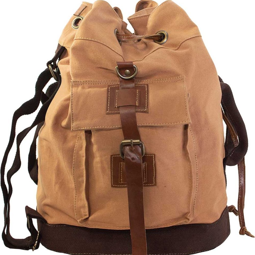 Eco-Friendly Handmade Recycled Canvas Backpack with Vintage Charm